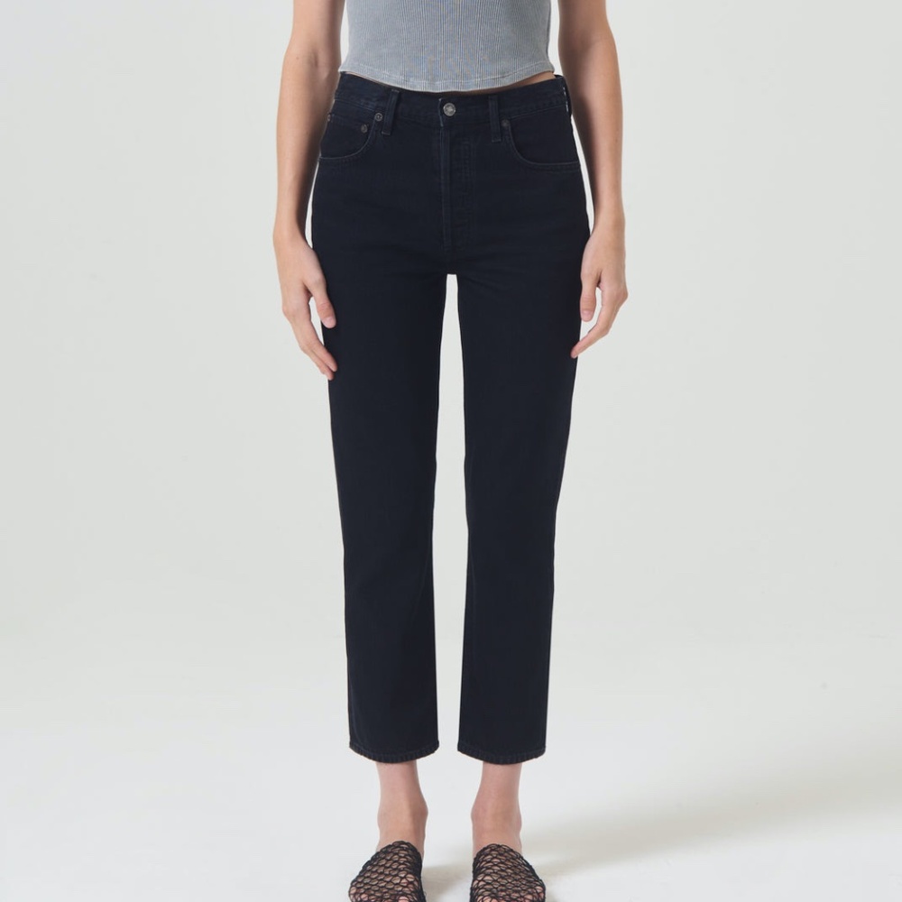 AGOLDE Riley Long Cropped High Rise black Denim 27